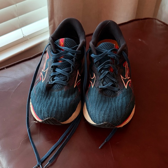 MIZUNO WAVE RIDER MEN J1GC230308 Navy Blue Red SportzTrack - Picture 2 of 7